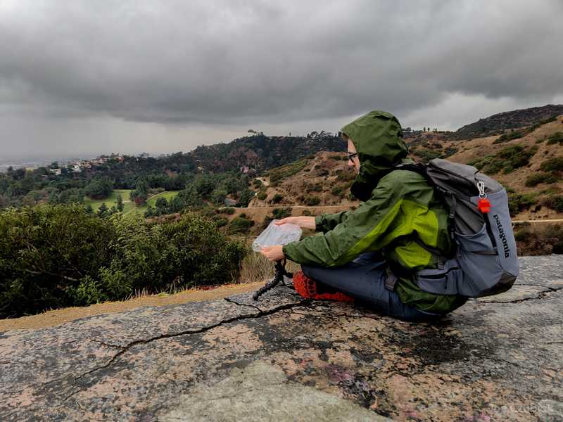Joe Czubiak taking timelapse from Griffith Park during a storm